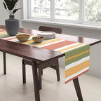 Retro Stripes 2 - Mid Century Modern 50s 60s 70s Pattern in Green, Orange, Yellow, and White Table Runner Gallery Image 2