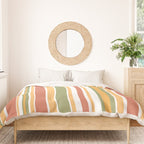 Retro Stripes 2 - Mid Century Modern 50s 60s 70s Pattern in Green, Orange, Yellow, and White Duvet Cover Gallery Image 3