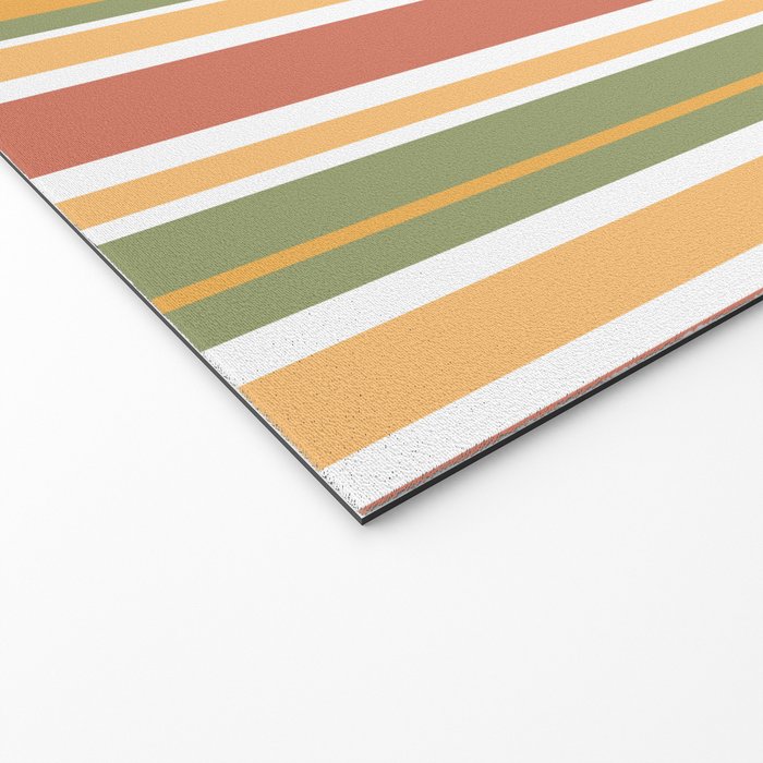 Retro Stripes 2 - Mid Century Modern 50s 60s 70s Pattern in Green, Orange, Yellow, and White Welcome Mat Gallery Image 2