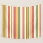 Retro Stripes 2 - Mid Century Modern 50s 60s 70s Pattern in Green, Orange, Yellow, and White Wall Tapestry Gallery Image 4