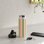 Retro Stripes 2 - Mid Century Modern 50s 60s 70s Pattern in Green, Orange, Yellow, and White Water Bottle Gallery Image 4