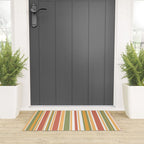 Retro Stripes 2 - Mid Century Modern 50s 60s 70s Pattern in Green, Orange, Yellow, and White Welcome Mat Gallery Image 3