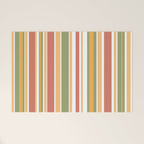 Retro Stripes 2 - Mid Century Modern 50s 60s 70s Pattern in Green, Orange, Yellow, and White Welcome Mat Gallery Image 1