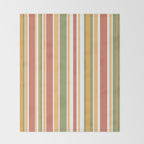 Retro Stripes 2 - Mid Century Modern 50s 60s 70s Pattern in Green, Orange, Yellow, and White Throw Blanket Gallery Image 2