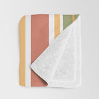 Retro Stripes 2 - Mid Century Modern 50s 60s 70s Pattern in Green, Orange, Yellow, and White Throw Blanket Gallery Image 3