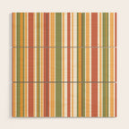 Retro Stripes 2 - Mid Century Modern 50s 60s 70s Pattern in Green, Orange, Yellow, and White Wood Wall Art Gallery Image 1
