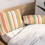 Retro Stripes 2 - Mid Century Modern 50s 60s 70s Pattern in Green, Orange, Yellow, and White Pillow Sham Gallery Image 2