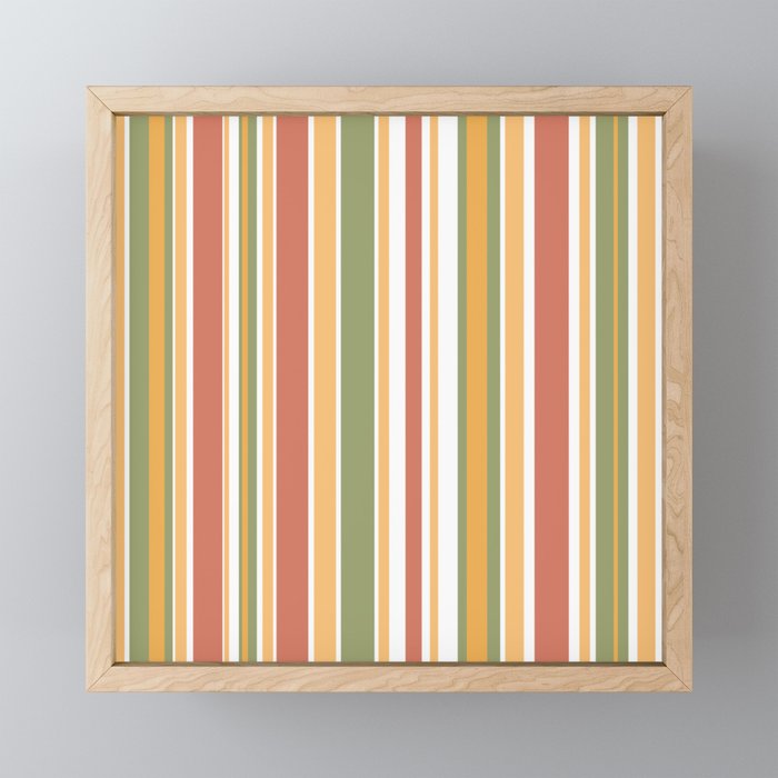 Retro Stripes 2 - Mid Century Modern 50s 60s 70s Pattern in Green, Orange, Yellow, and White Mini Art Print Gallery Image 1