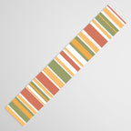 Retro Stripes 2 - Mid Century Modern 50s 60s 70s Pattern in Green, Orange, Yellow, and White Table Runner Gallery Image 3