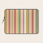 Retro Stripes 2 - Mid Century Modern 50s 60s 70s Pattern in Green, Orange, Yellow, and White Laptop Sleeve Gallery Image 1