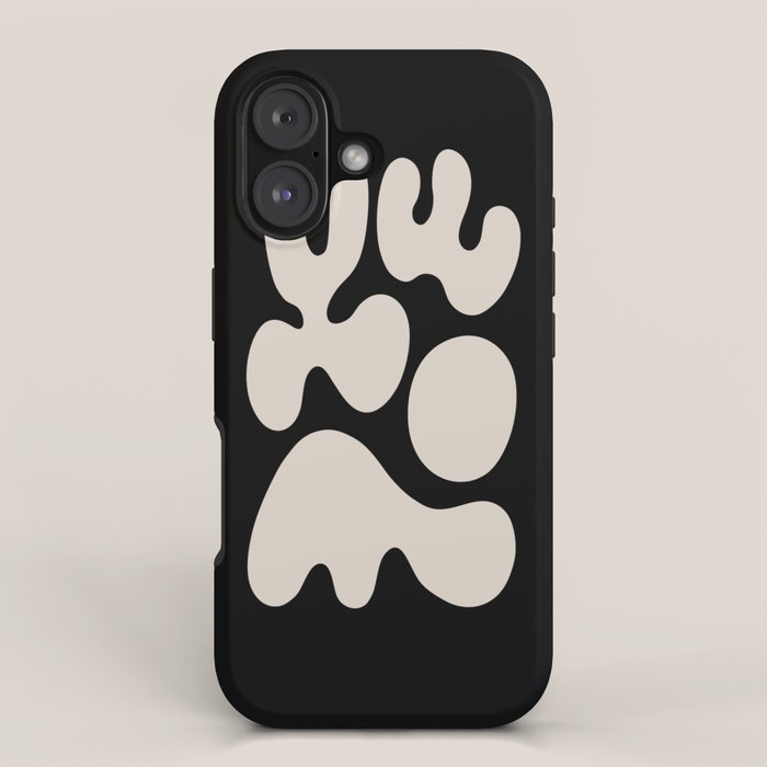 Mid Century Modern Organic Shapes 352 Black and Linen White iPhone Case Gallery Image 1
