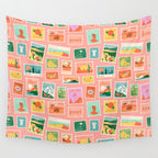 Vintage international world travel post card stamp pattern Wall Tapestry Gallery Image 4