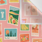 Vintage international world travel post card stamp pattern Wall Tapestry Gallery Image 3