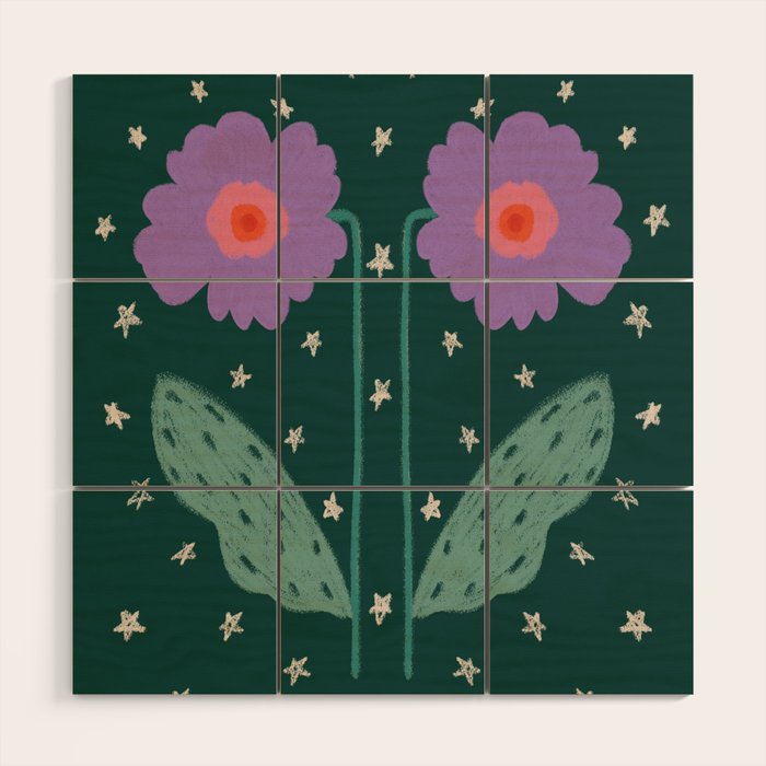 Twin Textured Flower  Wood Wall Art Gallery Image 1