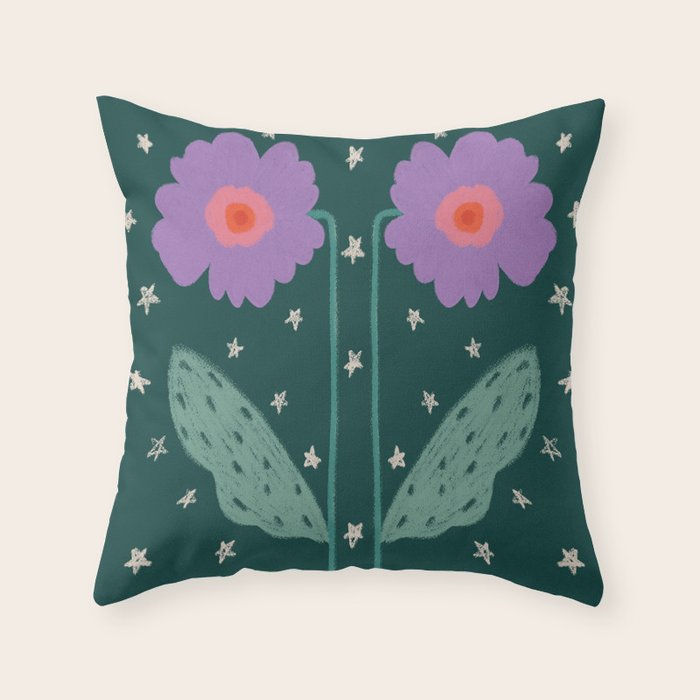 Twin Textured Flower  Throw Pillow Gallery Image 6