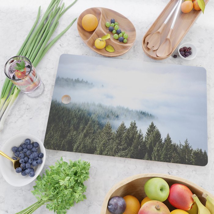 Pacific Northwest Forest Fog - Nature Photography Cutting Board Gallery Image 2