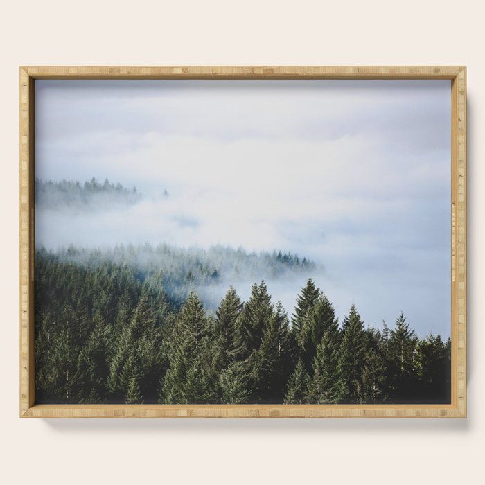 Pacific Northwest Forest Fog - Nature Photography Serving Tray Gallery Image 1