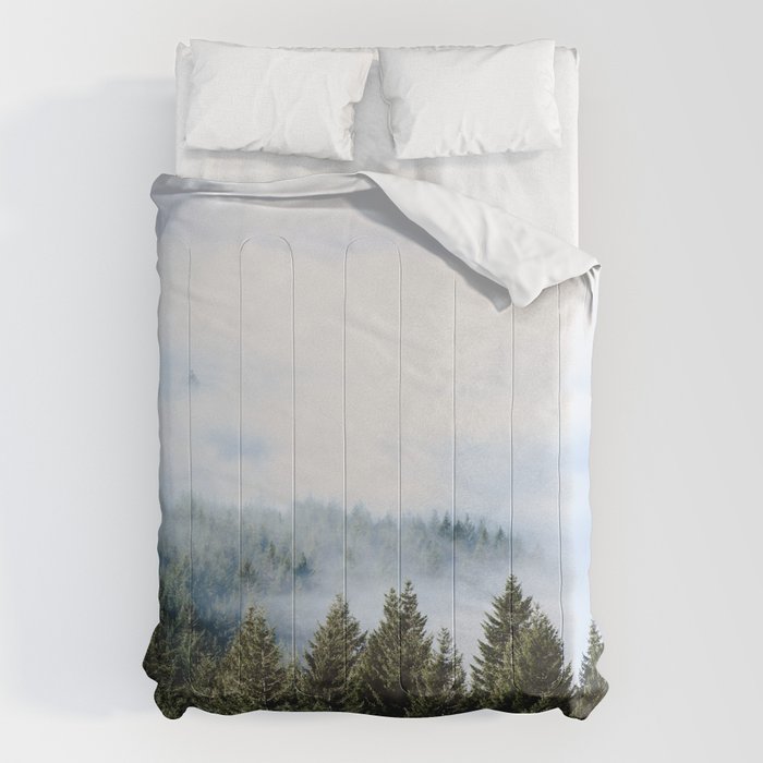 Pacific Northwest Forest Fog - Nature Photography Comforter Gallery Image 6