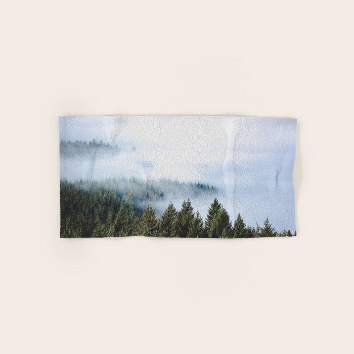 Pacific Northwest Forest Fog - Nature Photography Bath Towel Gallery Image 1