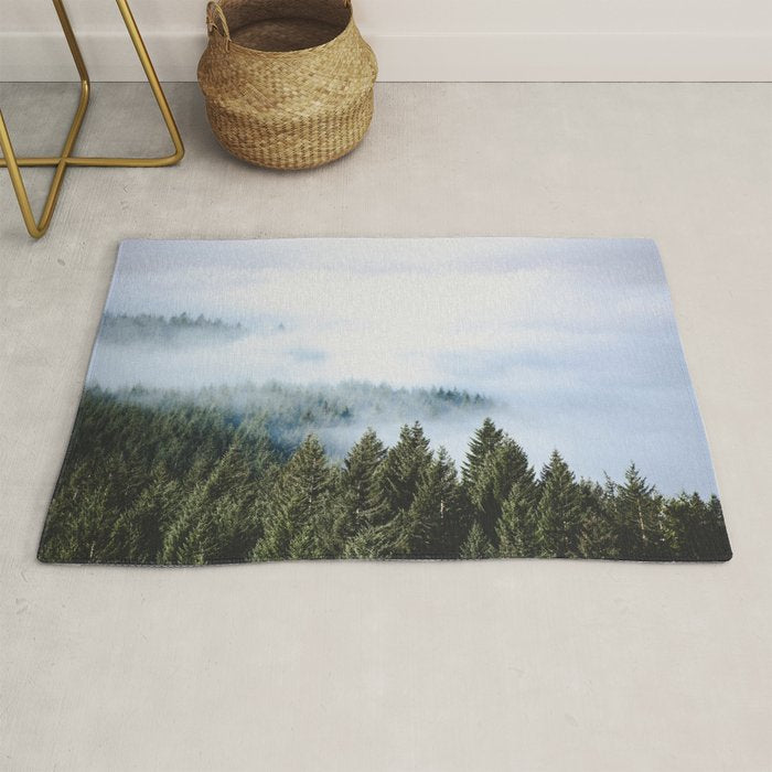 Pacific Northwest Forest Fog - Nature Photography Rug Gallery Image 1