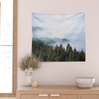 Pacific Northwest Forest Fog - Nature Photography Wall Tapestry Gallery Image 2