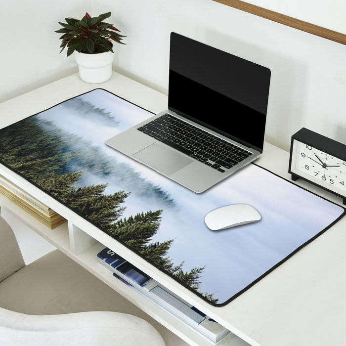 Pacific Northwest Forest Fog - Nature Photography Desk Mat Gallery Image 2