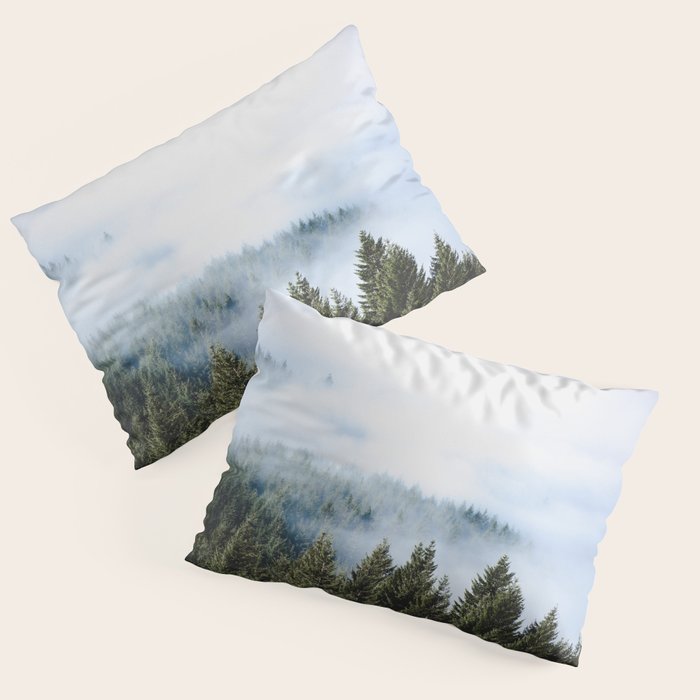 Pacific Northwest Forest Fog - Nature Photography Pillow Sham Gallery Image 1