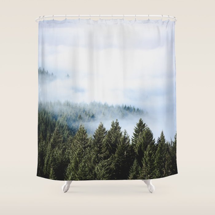 Pacific Northwest Forest Fog - Nature Photography Shower Curtain Gallery Image 1