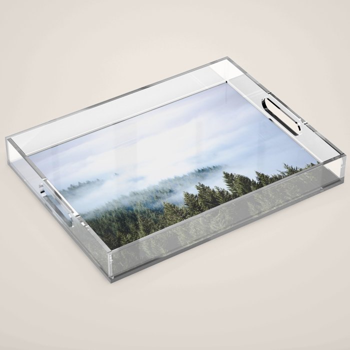 Pacific Northwest Forest Fog - Nature Photography Acrylic Tray Gallery Image 1