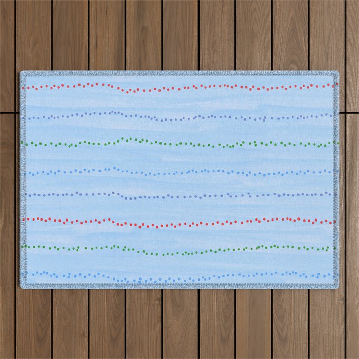 Minimal Doodle Dots in Sky Blue Outdoor Rug Gallery Image 1