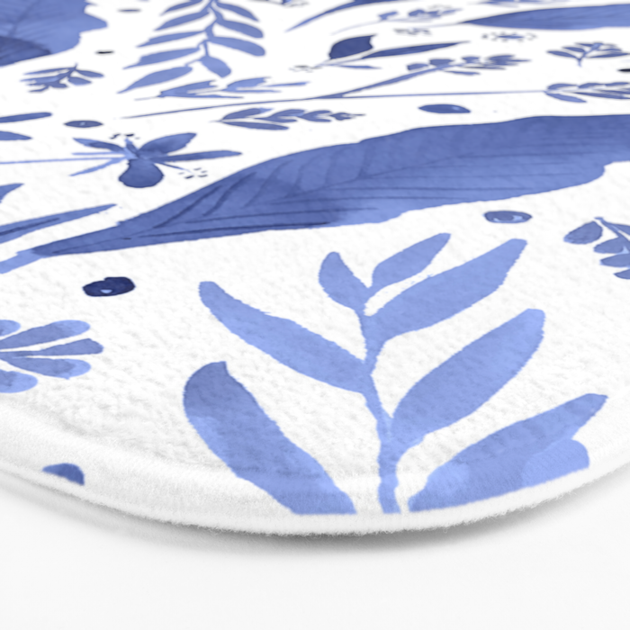 Delft Blue Floral Chinoiserie Foliage_Bloomartgallery Bath Mat Gallery Image 3