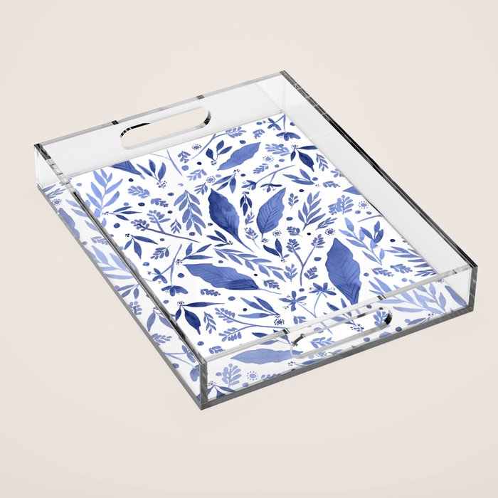 Delft Blue Floral Chinoiserie Foliage_Bloomartgallery Acrylic Tray Gallery Image 1