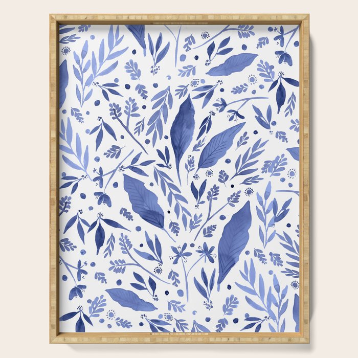 Delft Blue Floral Chinoiserie Foliage_Bloomartgallery Serving Tray Gallery Image 1