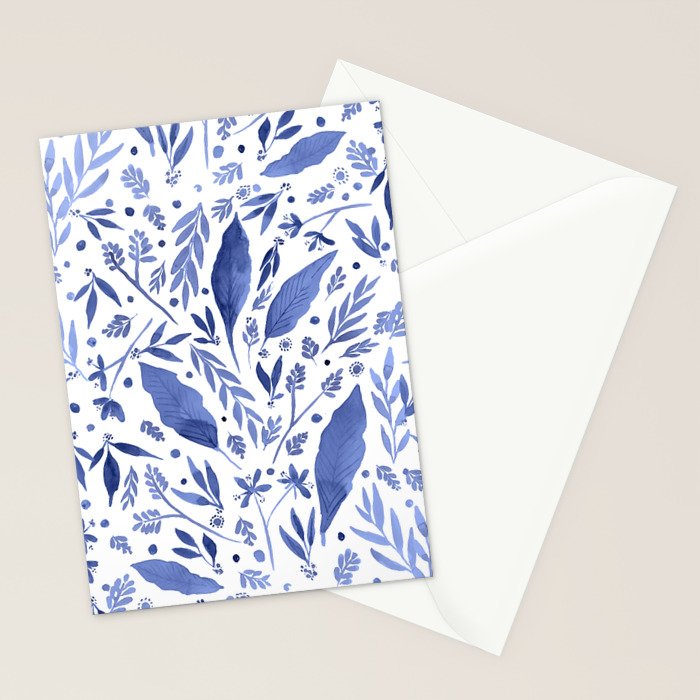 Delft Blue Floral Chinoiserie Foliage_Bloomartgallery Stationery Card Gallery Image 2