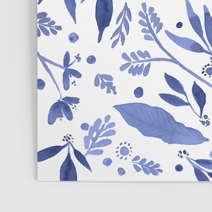 Delft Blue Floral Chinoiserie Foliage_Bloomartgallery Poster Gallery Image 3