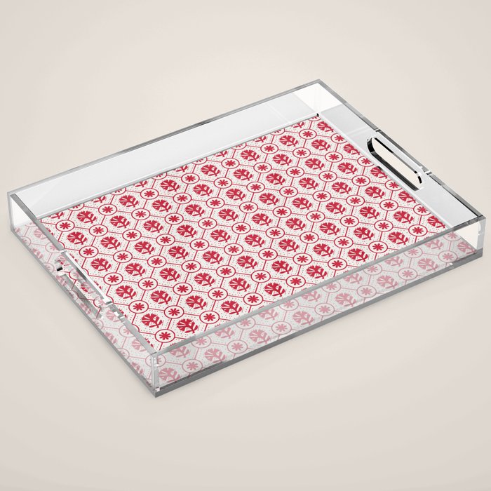 Cherry Tomato Geometric Floral Acrylic Tray Gallery Image 1