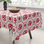 Cherry Tomato Geometric Floral Tablecloth Gallery Image 3