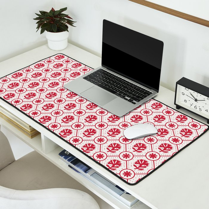Cherry Tomato Geometric Floral Desk Mat Gallery Image 2