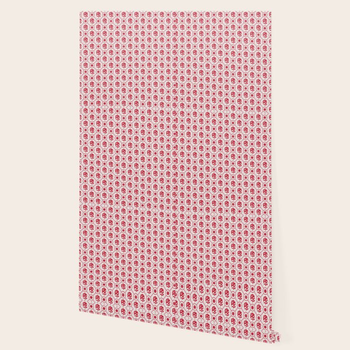 Cherry Tomato Geometric Floral Wallpaper Gallery Image 2