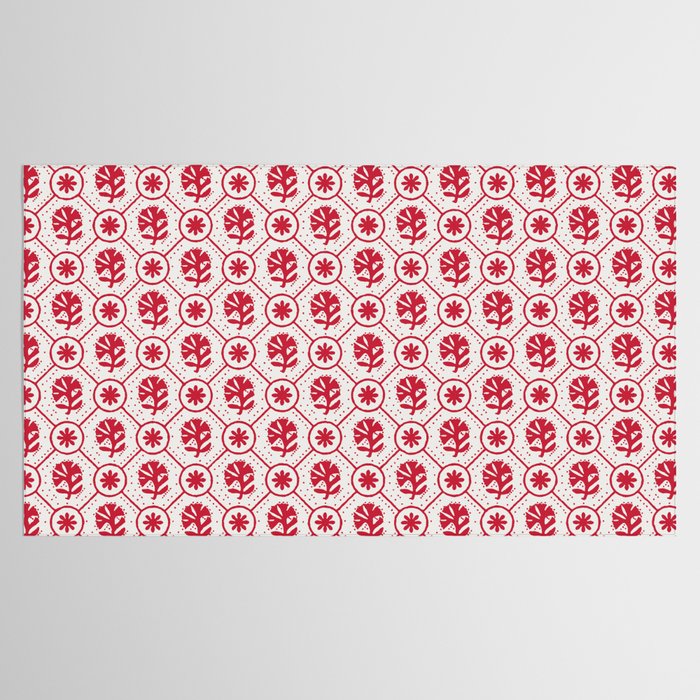 Cherry Tomato Geometric Floral Tablecloth Gallery Image 2
