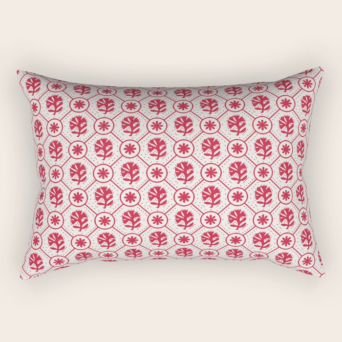 Cherry Tomato Geometric Floral Rectangular Pillow Gallery Image 2