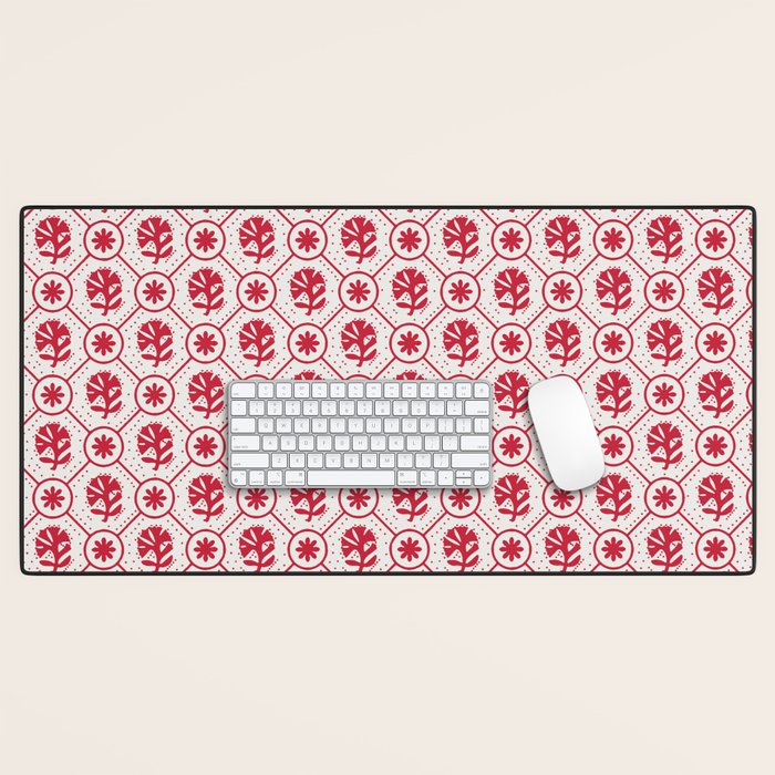 Cherry Tomato Geometric Floral Desk Mat Gallery Image 1