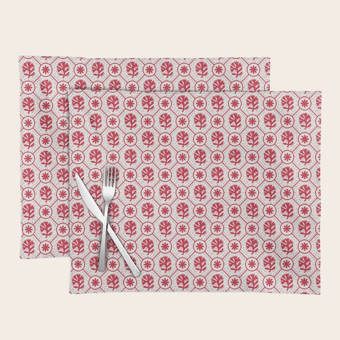 Cherry Tomato Geometric Floral Placemat Gallery Image 1
