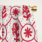 Cherry Tomato Geometric Floral Window Curtain Gallery Image 2
