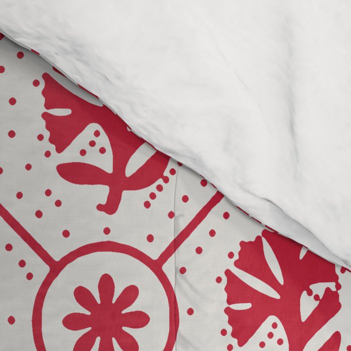 Cherry Tomato Geometric Floral Comforter Gallery Image 4
