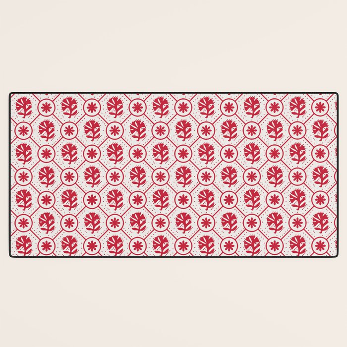 Cherry Tomato Geometric Floral Desk Mat Gallery Image 3
