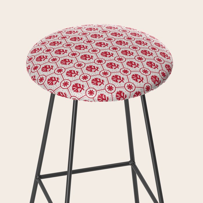 Cherry Tomato Geometric Floral Stool Gallery Image 2