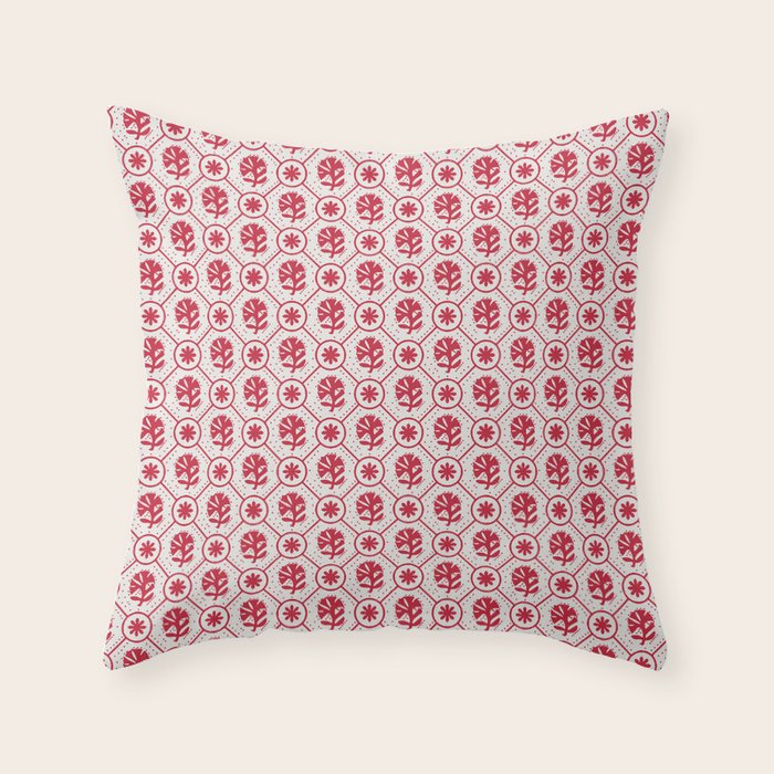 Cherry Tomato Geometric Floral Throw Pillow Gallery Image 6
