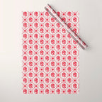 Cherry Tomato Geometric Floral Wrapping Paper Gallery Image 1