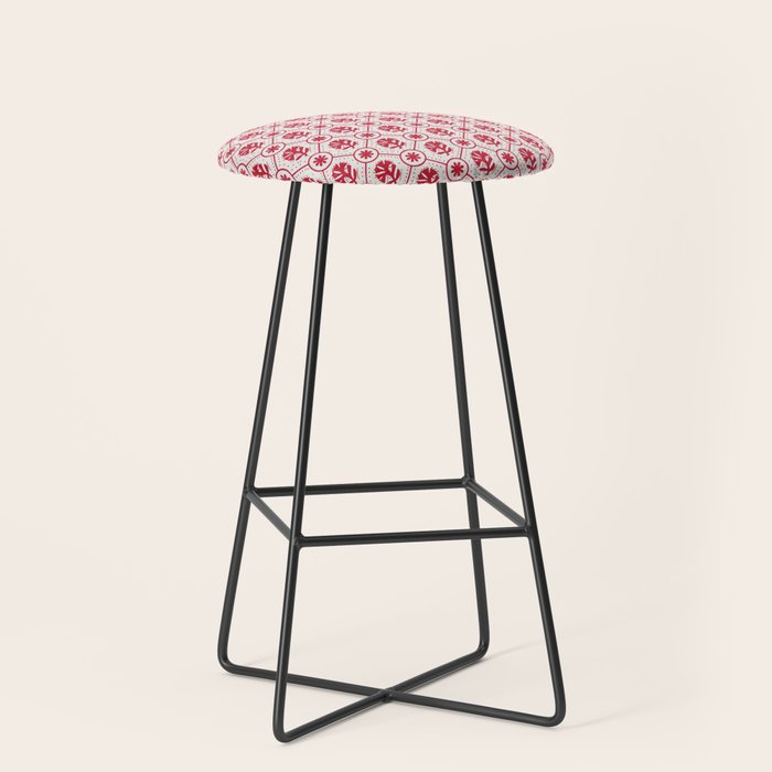 Cherry Tomato Geometric Floral Stool Gallery Image 1
